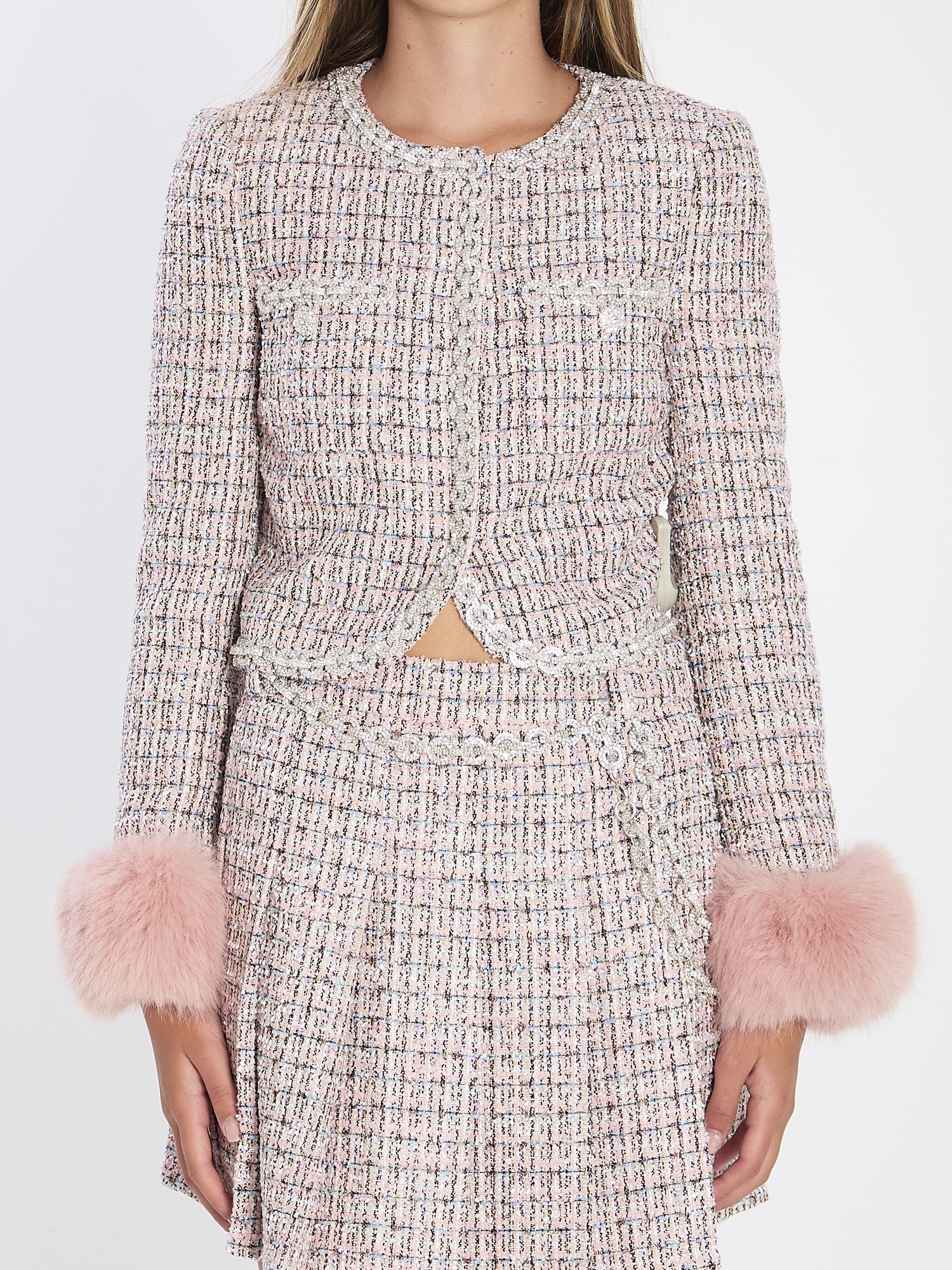 SELF PORTRAIT 10 pink bouclé jacket