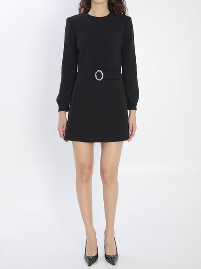 SAINT LAURENT 36 mini dress with neckline in sablé