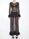 mesh jersey long dress