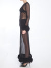 mesh jersey long dress