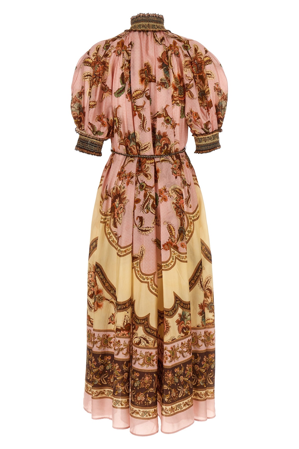 aster long jacobean patterned silk dress