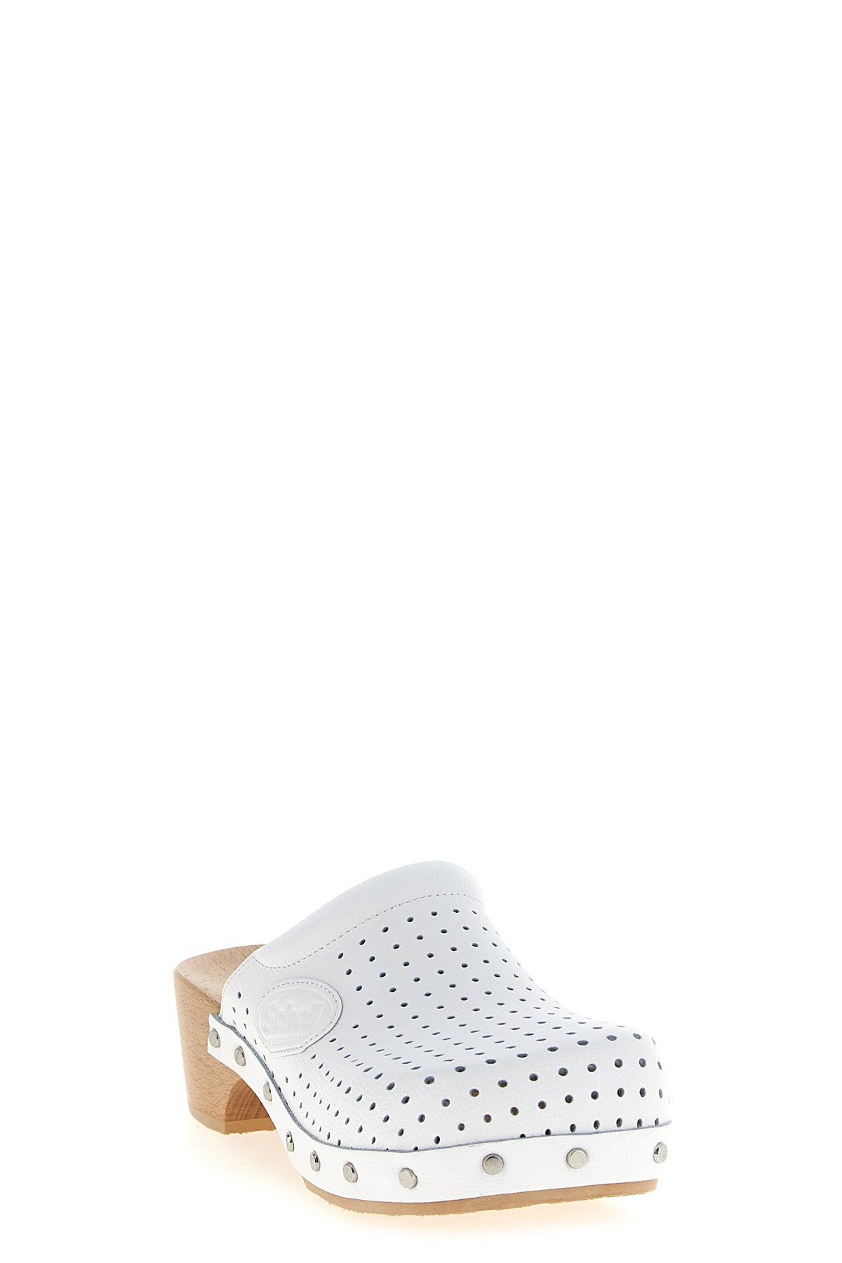clog x scholl sabots in perforated calf leather