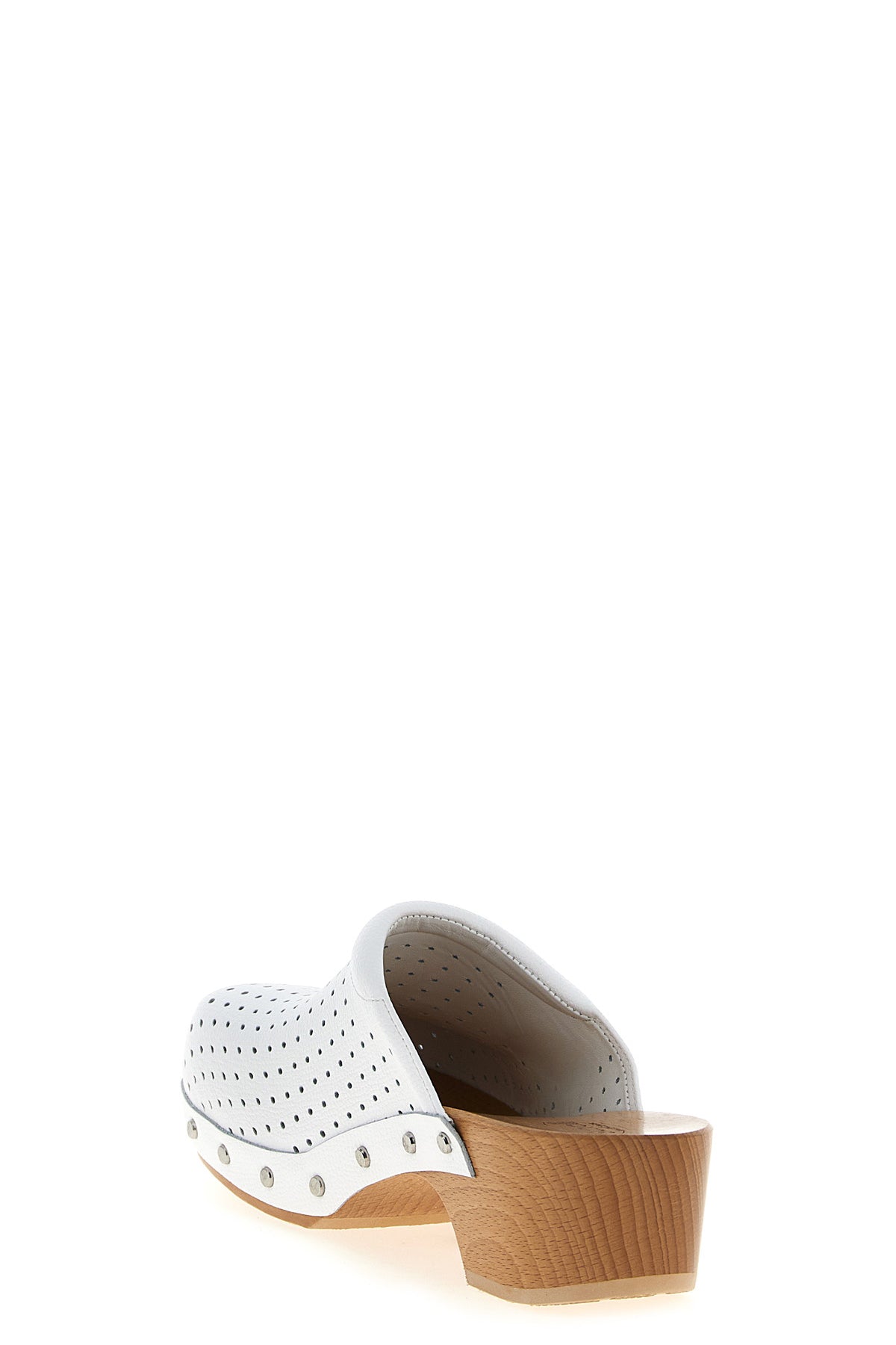 clog x scholl sabots in perforated calf leather