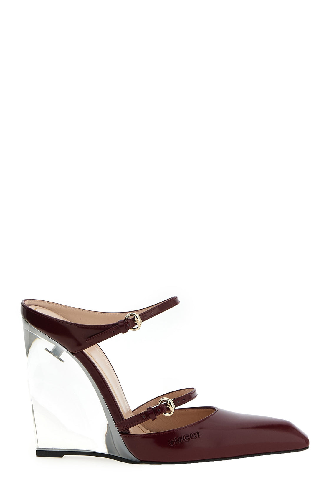GUCCI 37 gucci rosso ancora shiny leather sabots