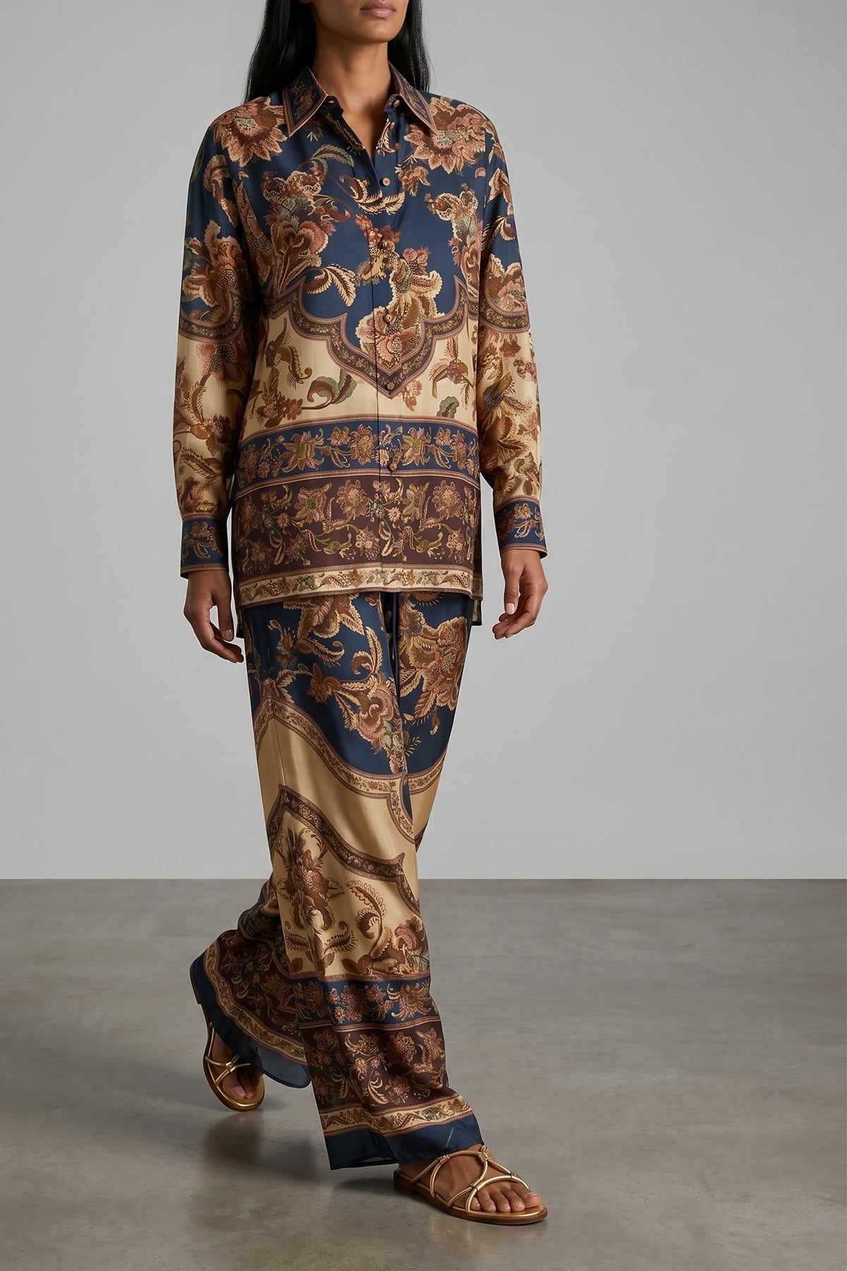 aster jacobean patterned habotai silk shirt