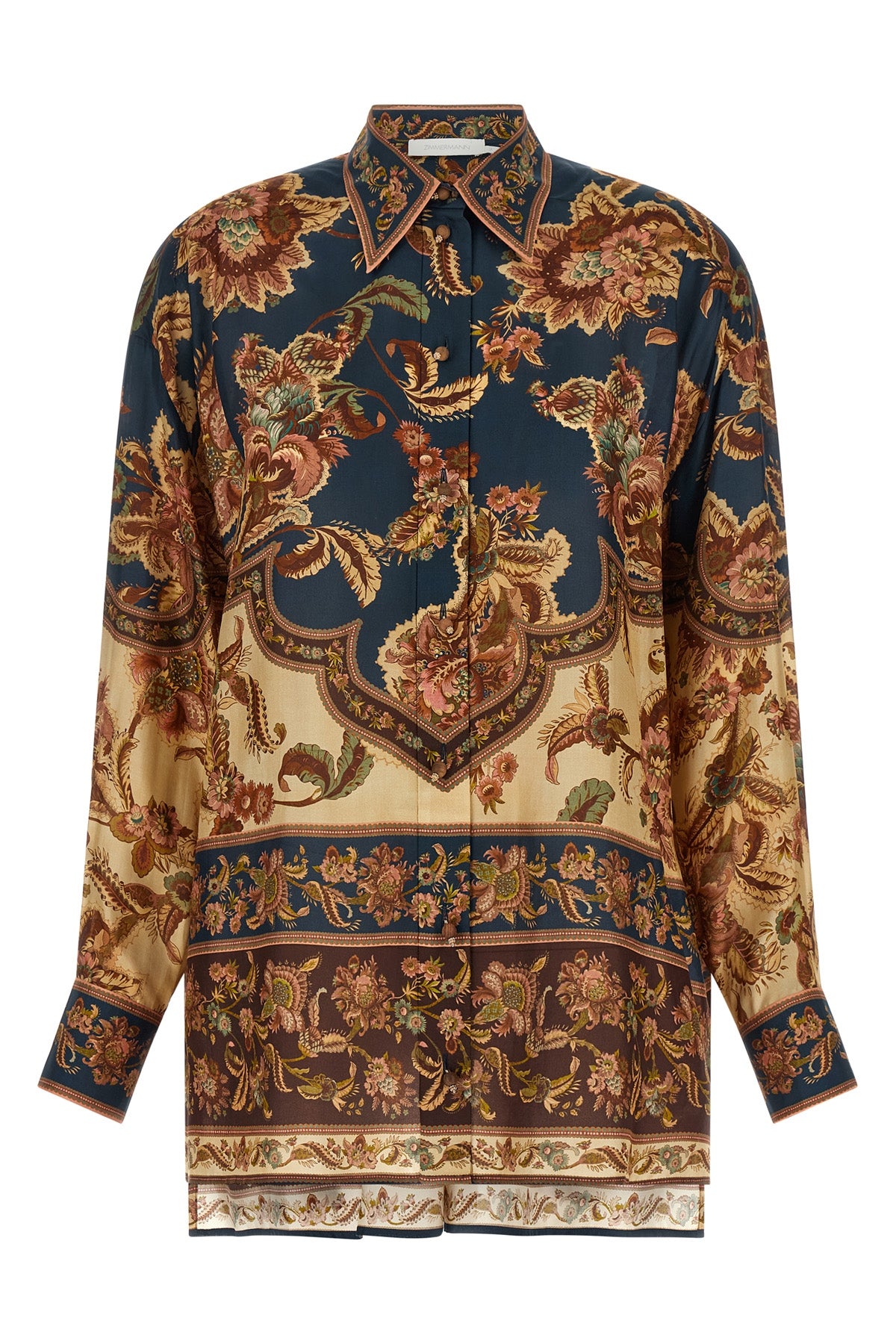 aster jacobean patterned habotai silk shirt