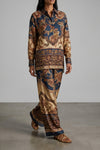 aster jacobean patterned silk habotai pants