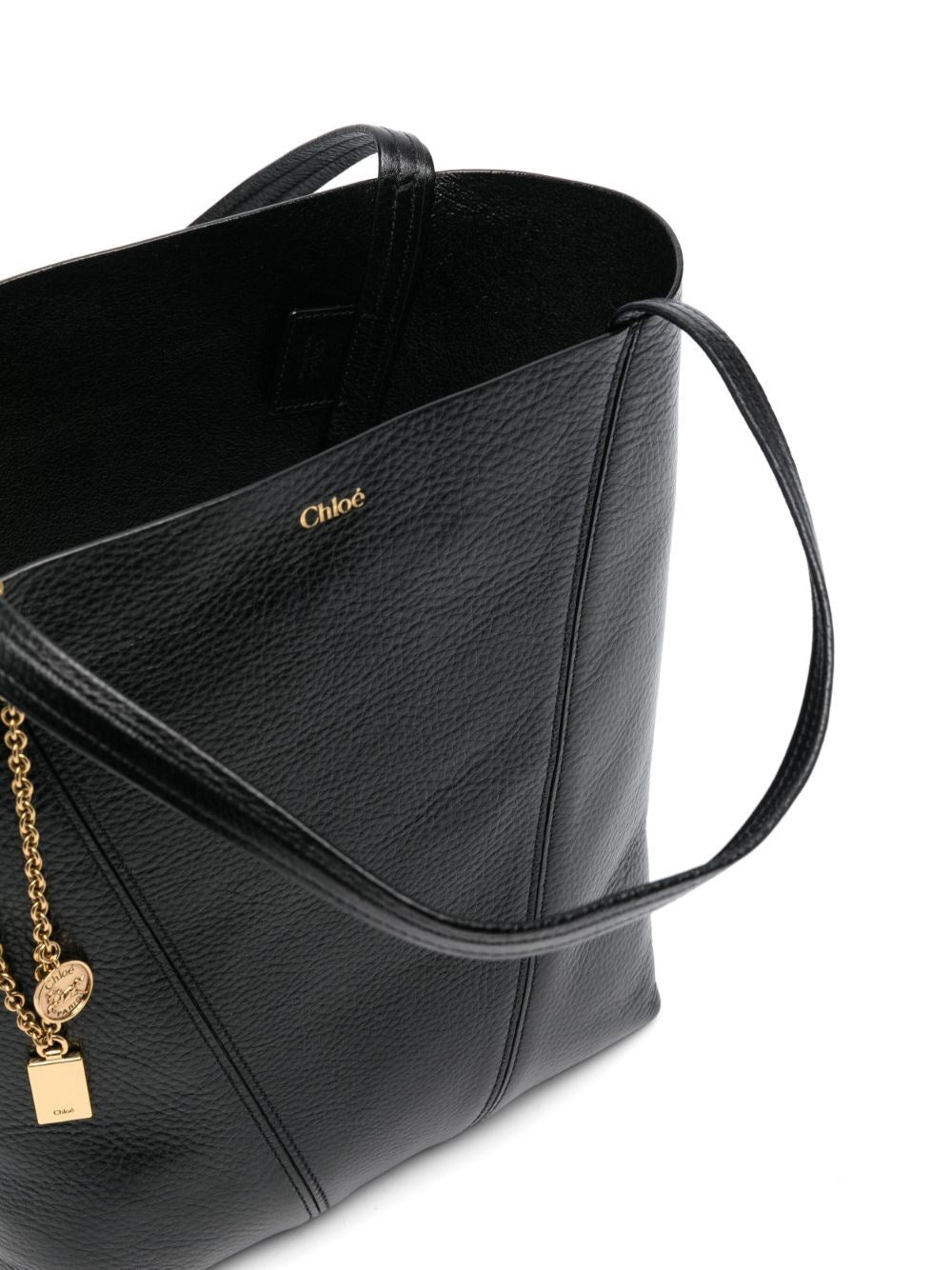 chloé spin tote bag in grained leather