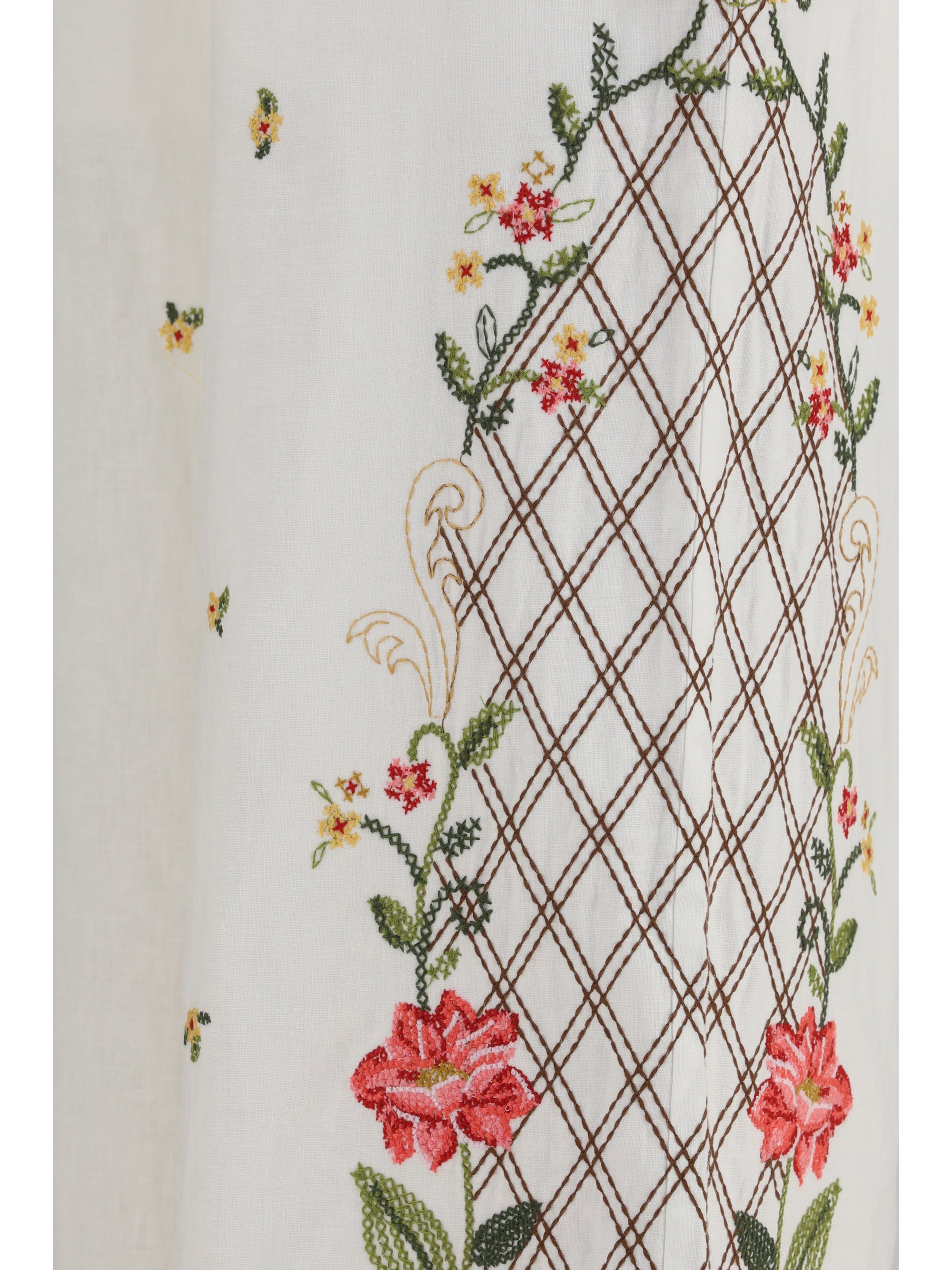 floral embroidered wide-leg pants