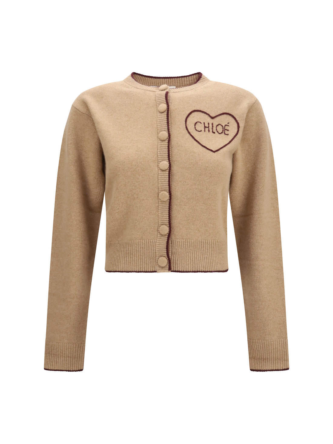CHLOÉ M fitted logo cardigan in wool and cashmere
