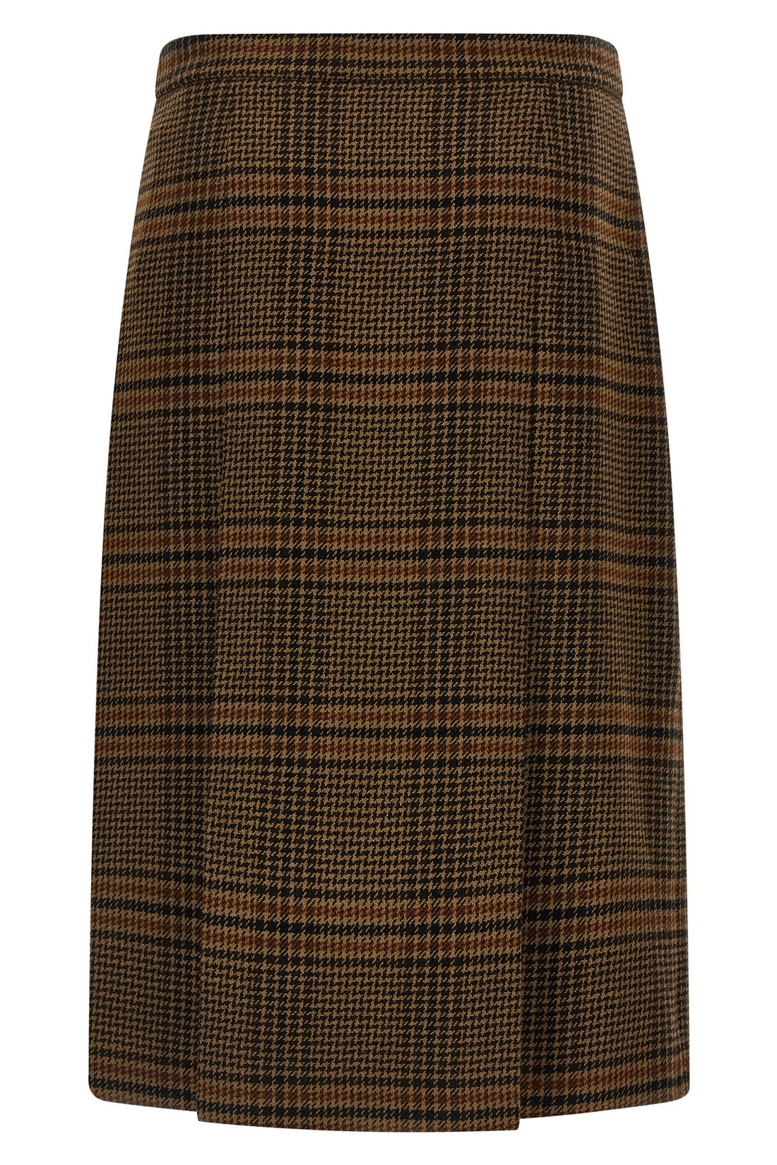 SAINT LAURENT 36 prince of wales wool and cashmere midi skirt