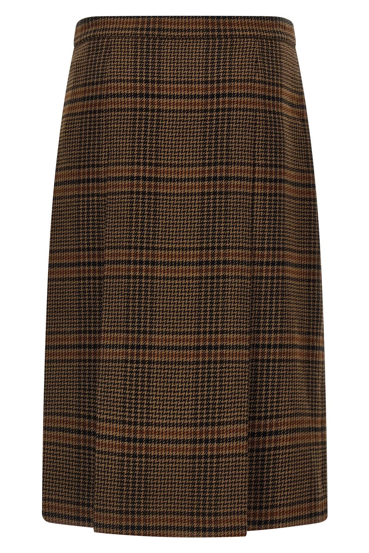 prince of wales wool and cashmere midi skirt
