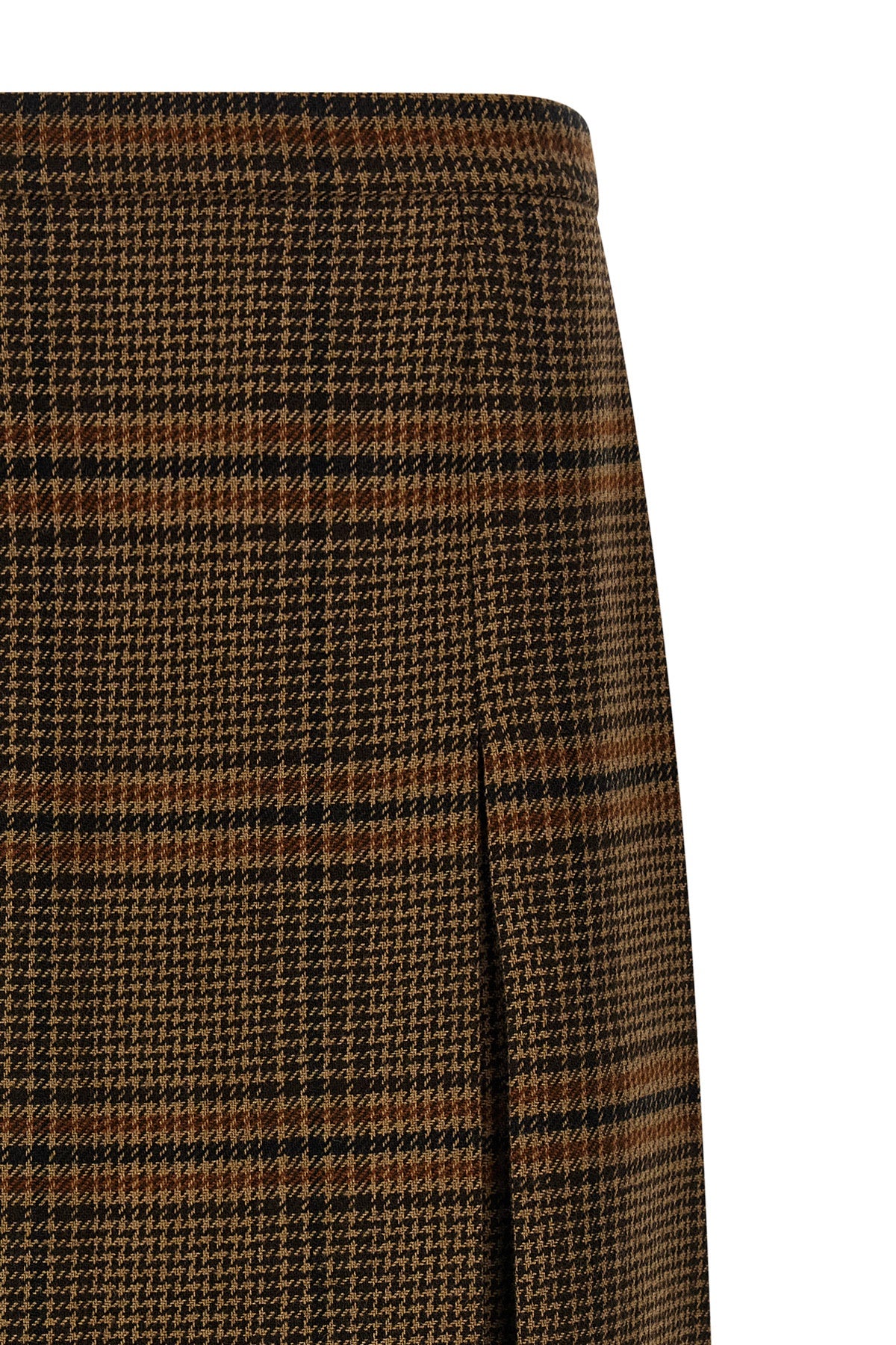 prince of wales wool and cashmere midi skirt