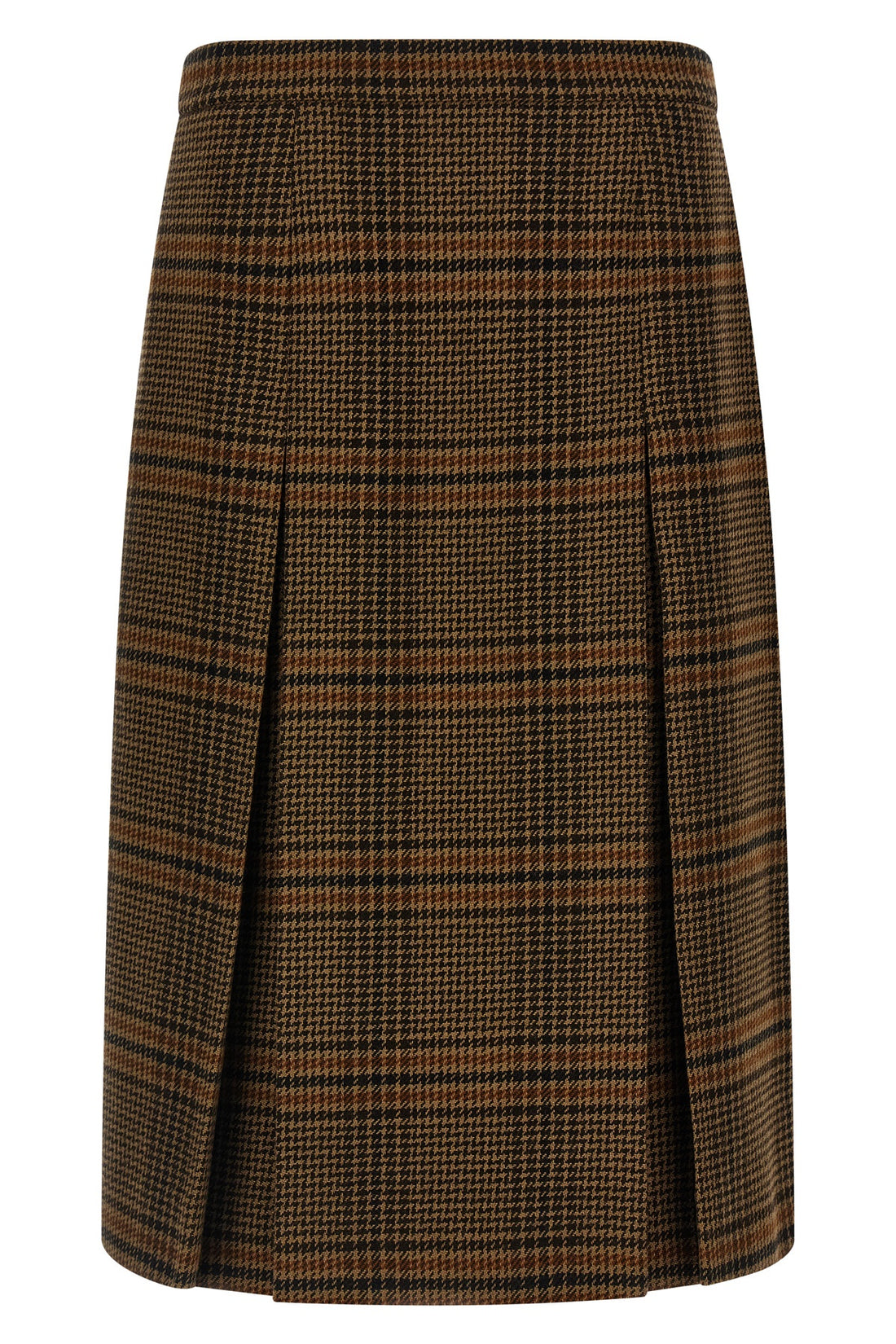 SAINT LAURENT 36 prince of wales wool and cashmere midi skirt