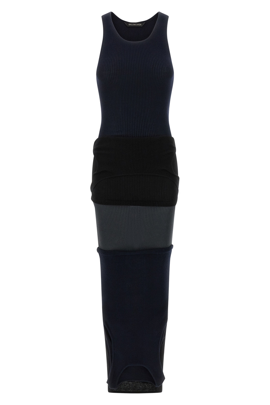 BALENCIAGA S long upside down dress in ribbed stretch cotton knit