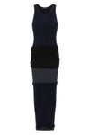 long upside down dress in ribbed stretch cotton knit