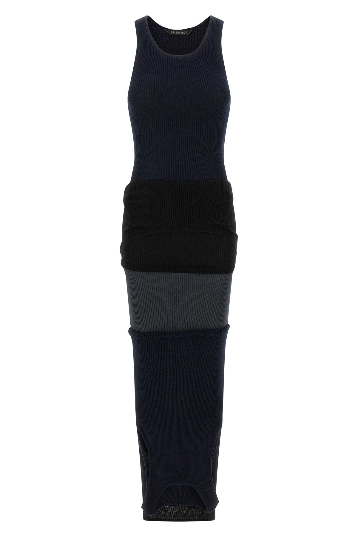 long upside down dress in ribbed stretch cotton knit