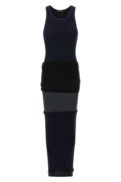 long upside down dress in ribbed stretch cotton knit