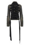 lace up stonewashed cotton denim jacket