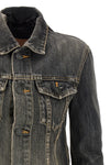 lace up stonewashed cotton denim jacket