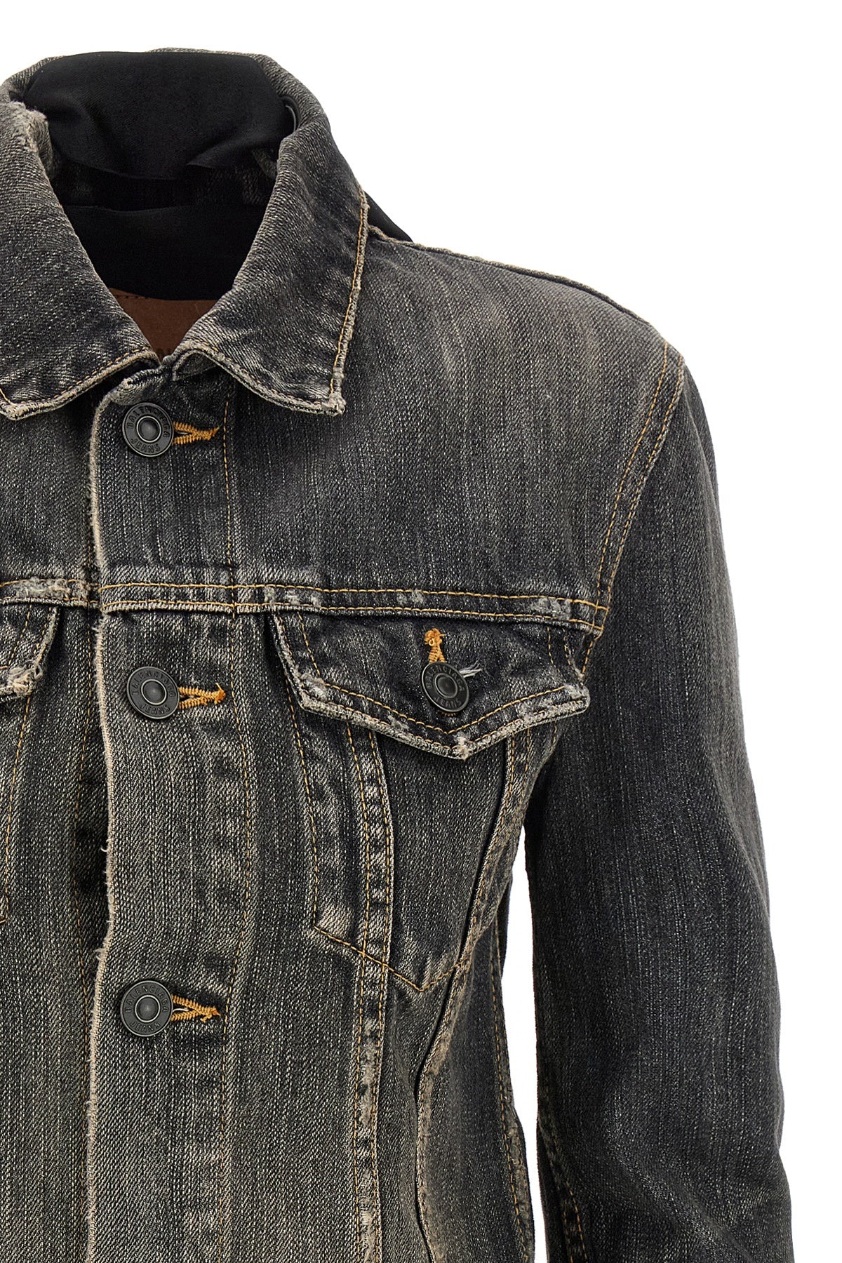 lace up stonewashed cotton denim jacket