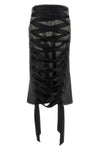 lace up midi skirt in stonewashed cotton denim