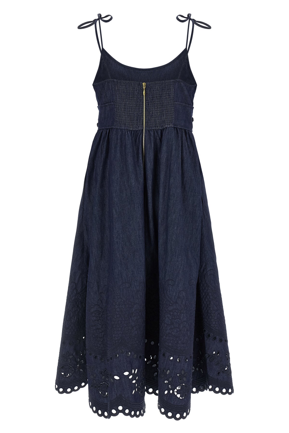 mahon cotton denim midi dress