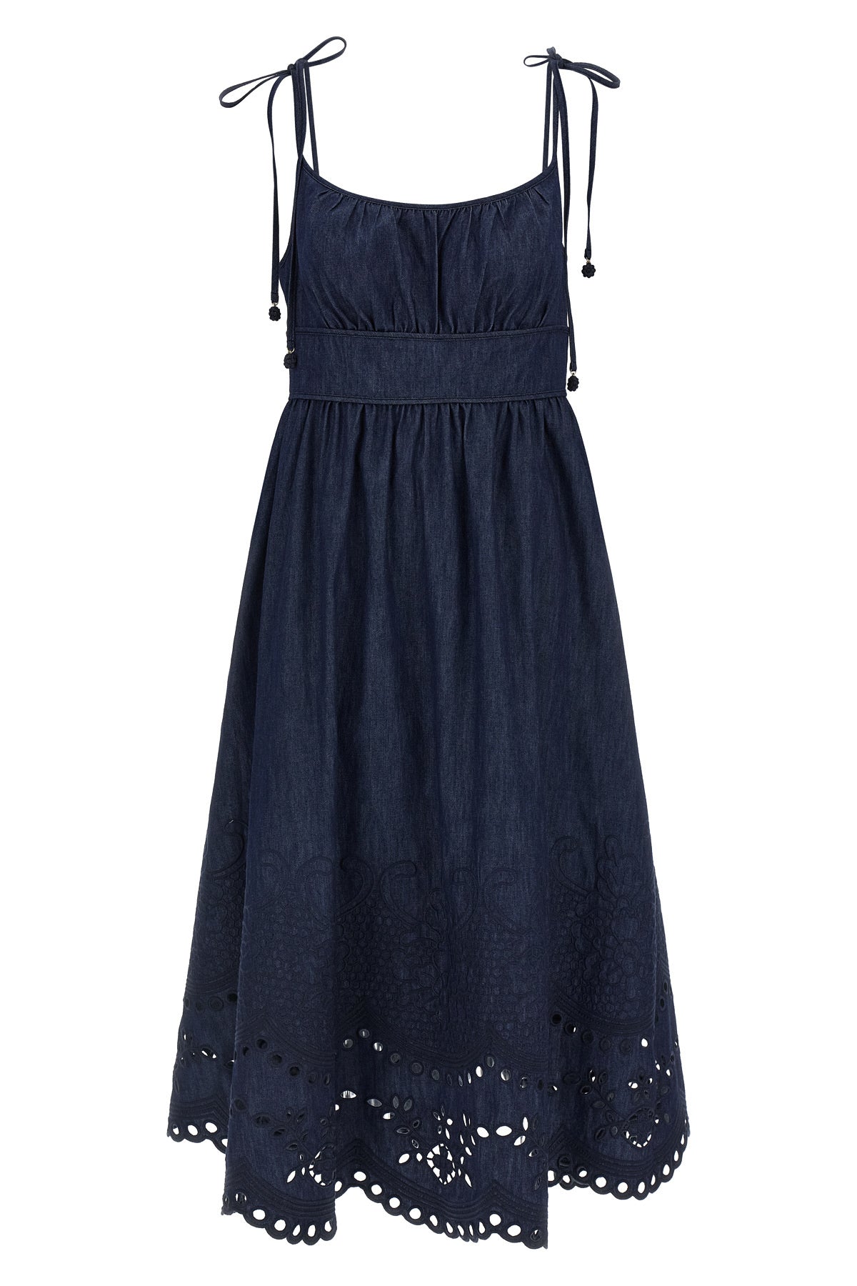mahon cotton denim midi dress