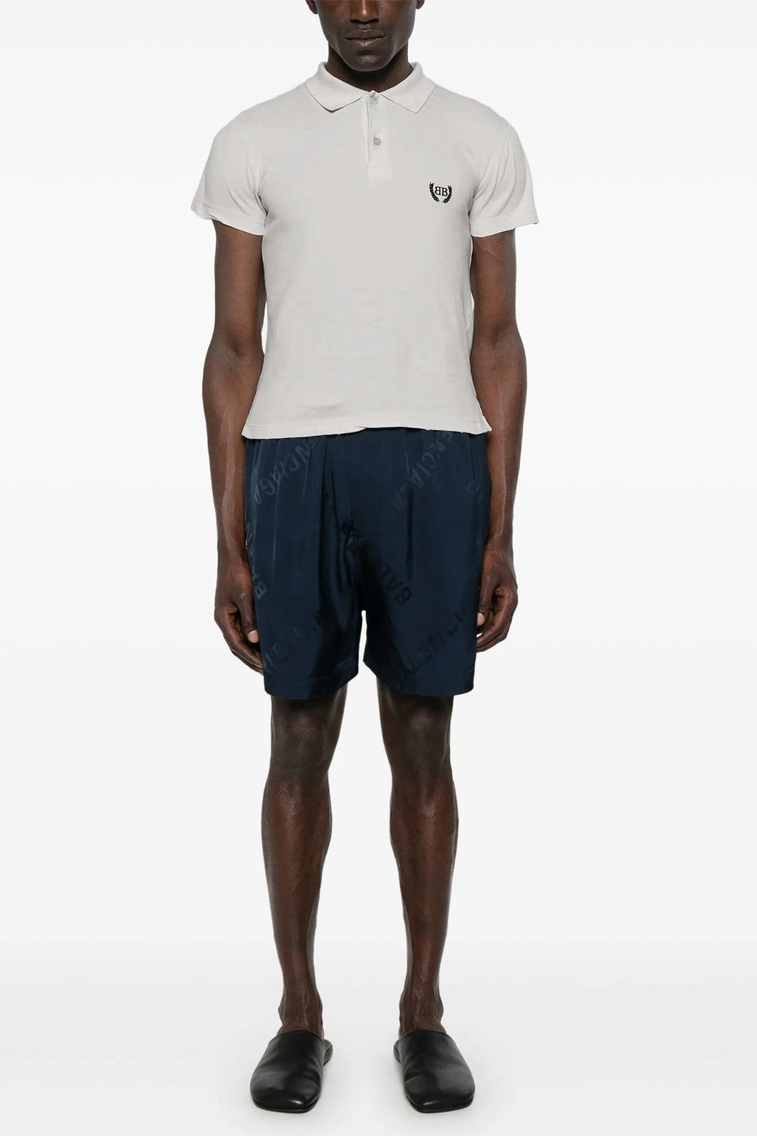 BALENCIAGA S used-effect cotton piqué polo shirt