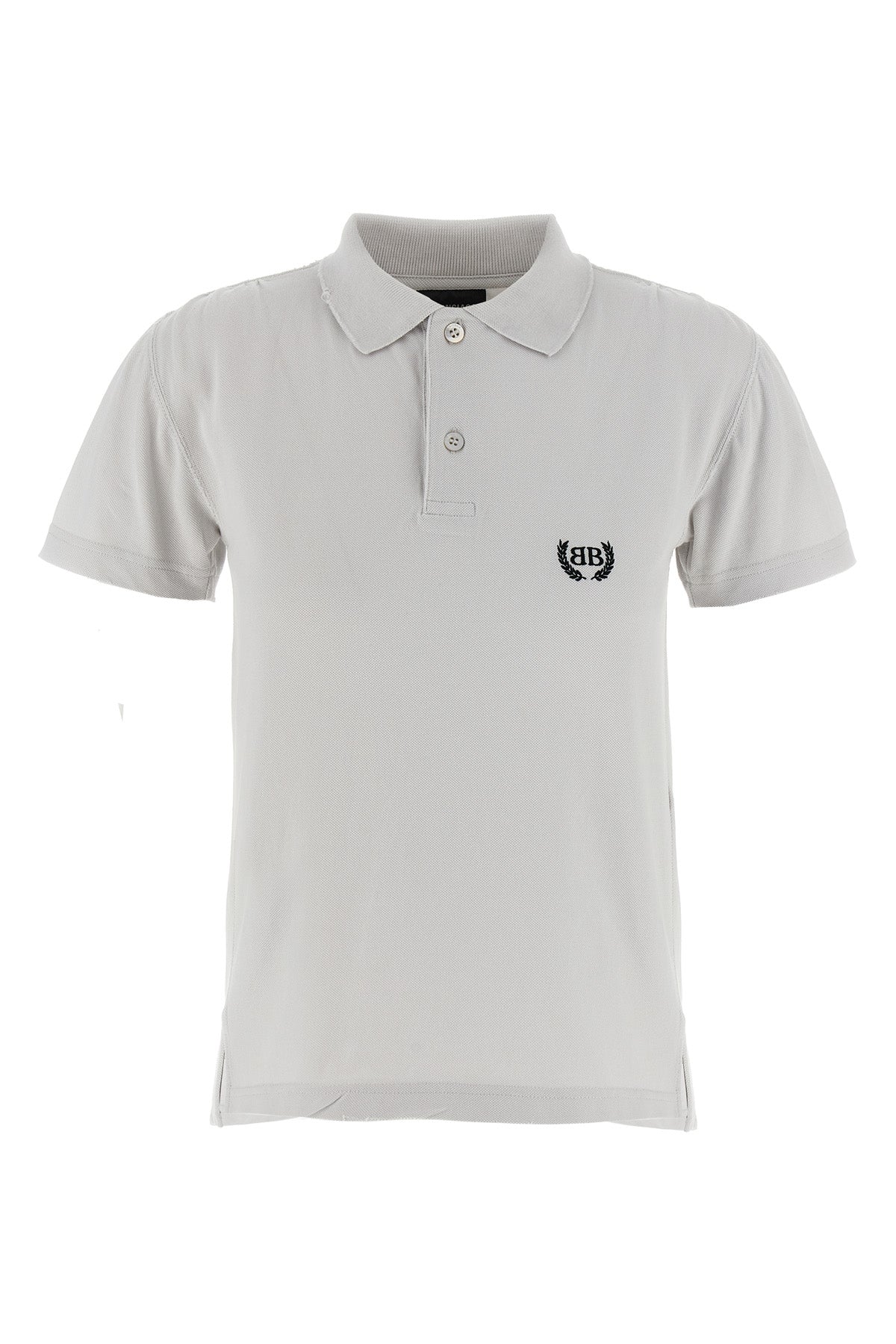 used-effect cotton piqué polo shirt