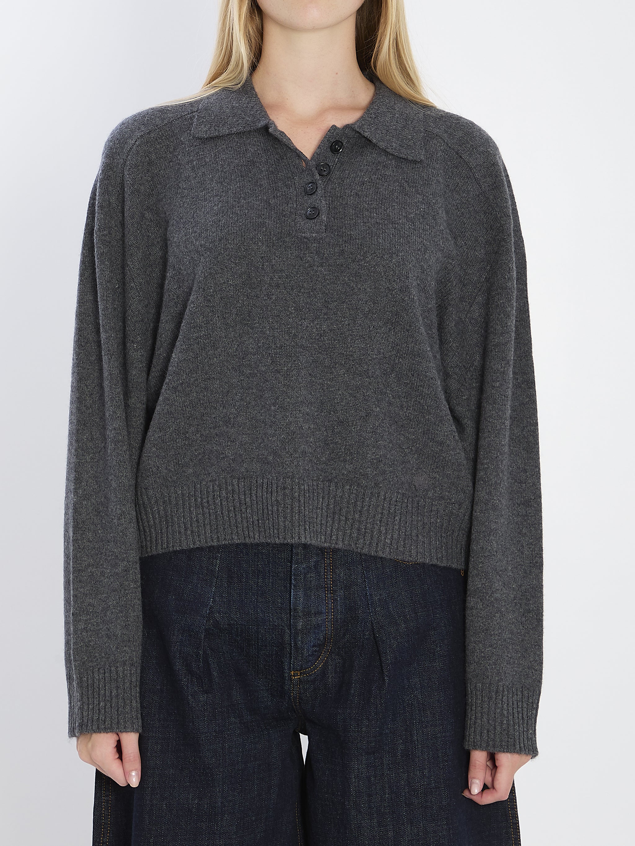 long-sleeved cashmere polo