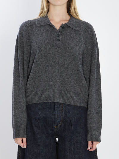 long-sleeved cashmere polo