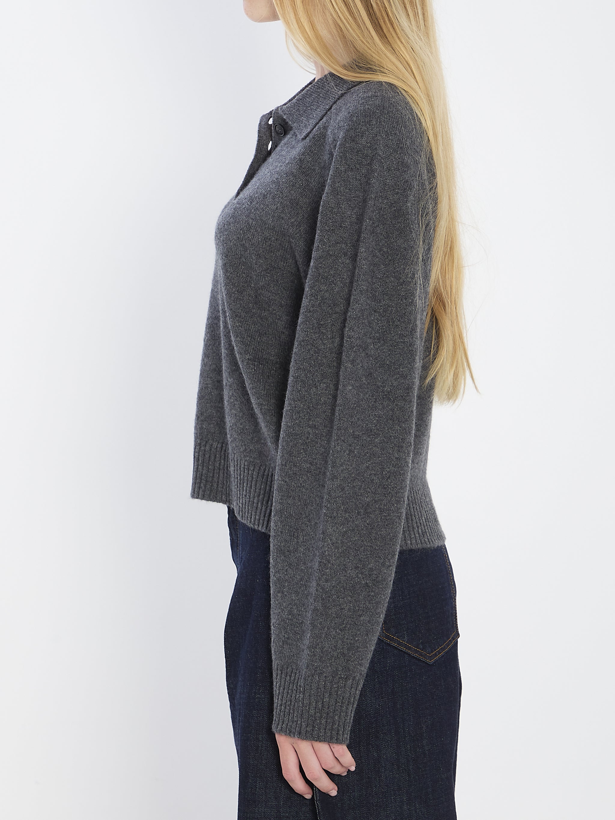 long-sleeved cashmere polo