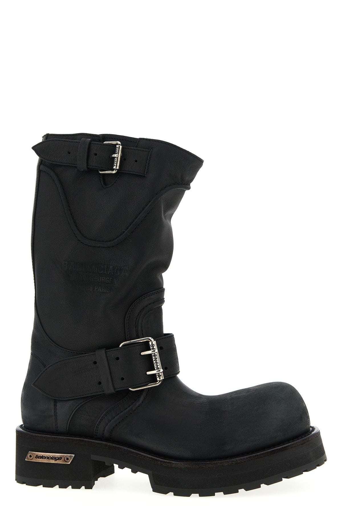 venom used-effect leather boots