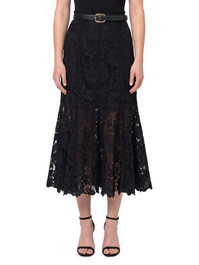 black lace midi skirt