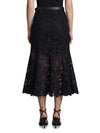 black lace midi skirt