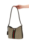 small ophidia shoulder bag in coated fabric