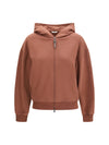 hooded smooth cotton sweatshirt with shiny zipper pull