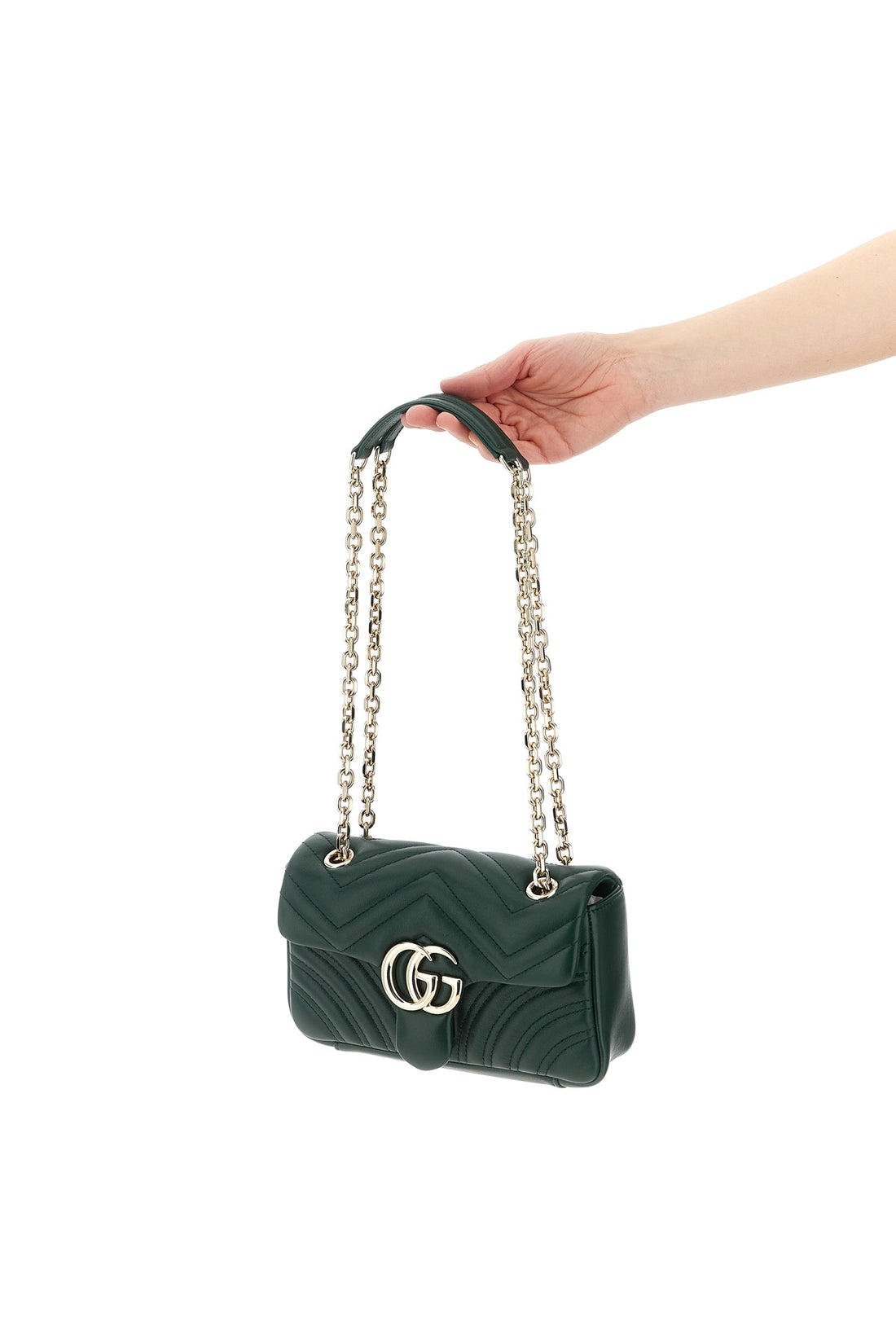 GUCCI OS small gg marmont shoulder bag in chevron matelassé lambskin