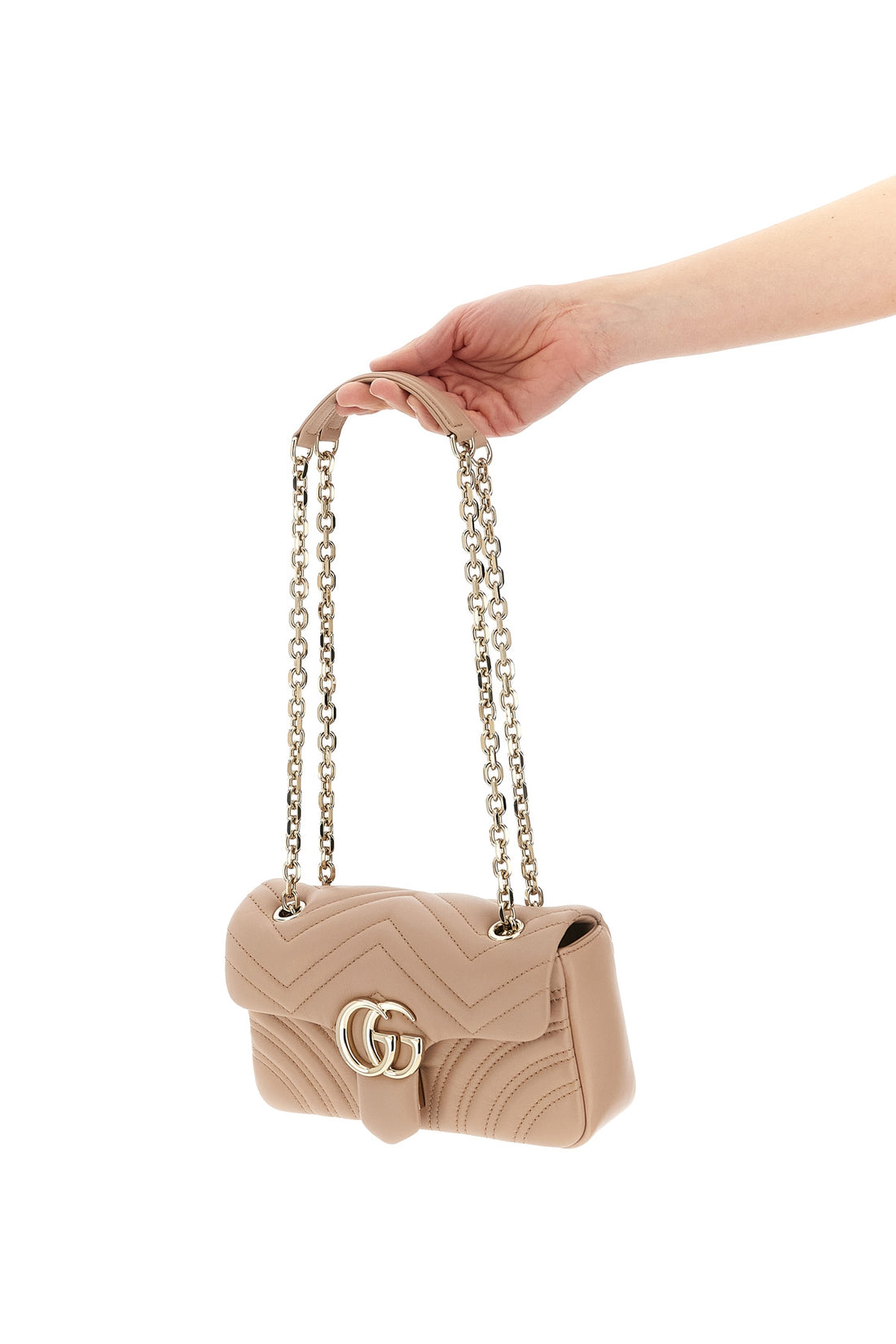 GUCCI OS small gg marmont shoulder bag in chevron matelassé lambskin leather
