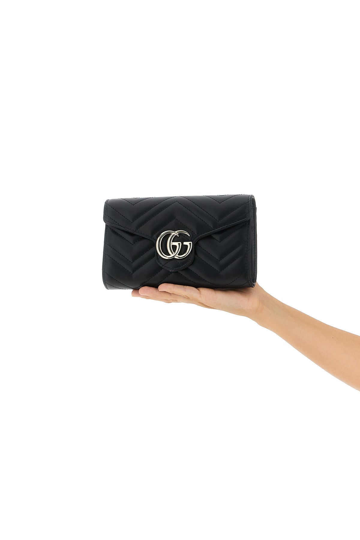 gg marmont matelassé leather wallet on chain