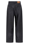 trompe l¼il joggers in used-effect mélange cotton denim