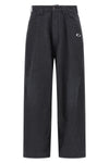 trompe l¼il joggers in used-effect mélange cotton denim
