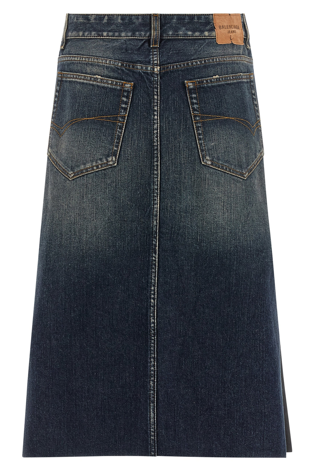 BALENCIAGA 38 hybrid pleated midi skirt in solid linen