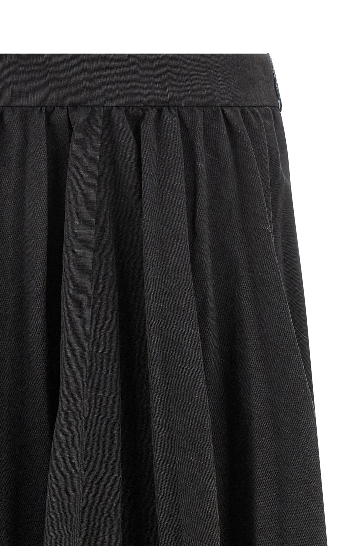 hybrid pleated midi skirt in solid linen