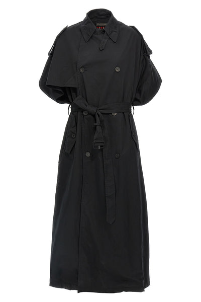 long cotton gabardine trench coat
