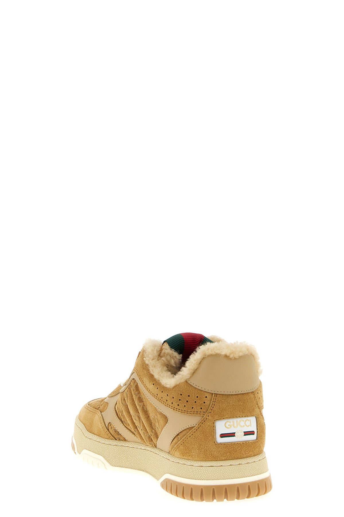 gucci re-web leather suede sneakers