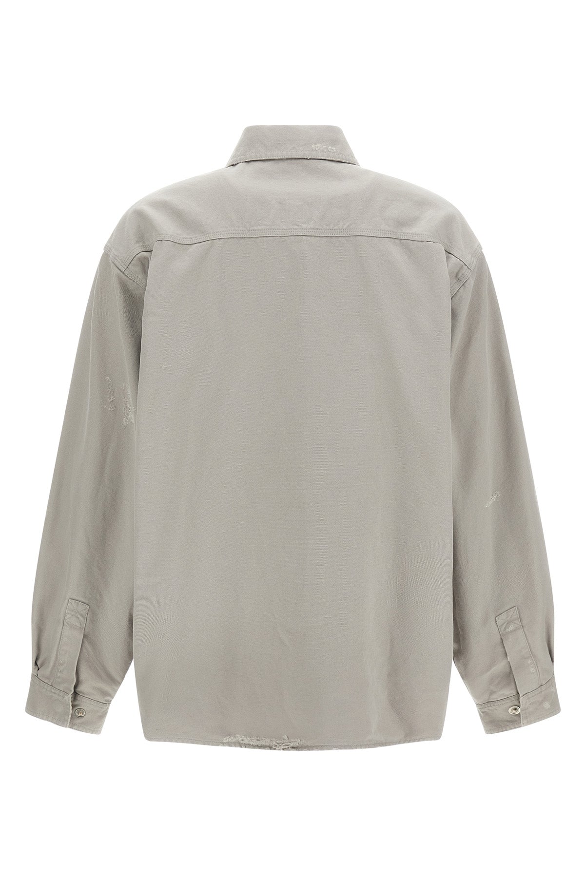 workwear overshirt in heavy used-effect cotton canvas