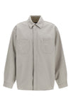 workwear overshirt in heavy used-effect cotton canvas