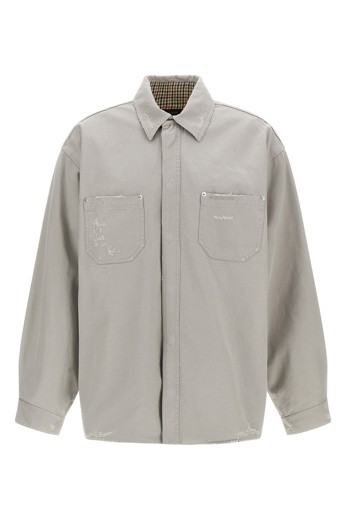 workwear overshirt in heavy used-effect cotton canvas